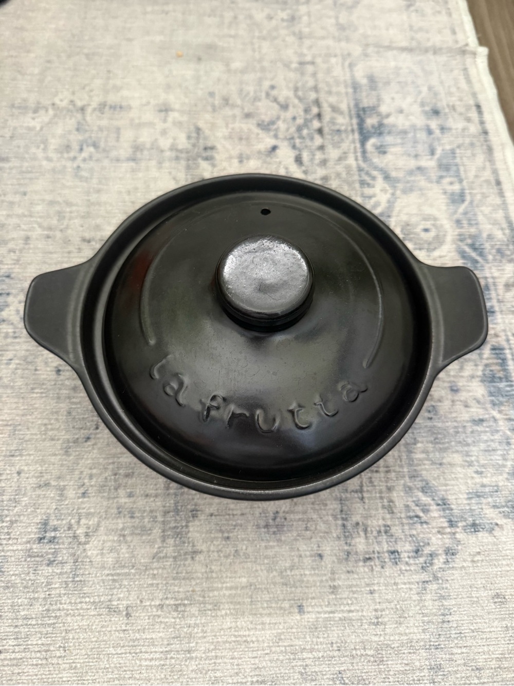 La Frutta 7.5” Black Japanese Earthenware Donabe Pot with Lid